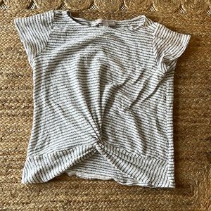 White cotton striped knot shirt